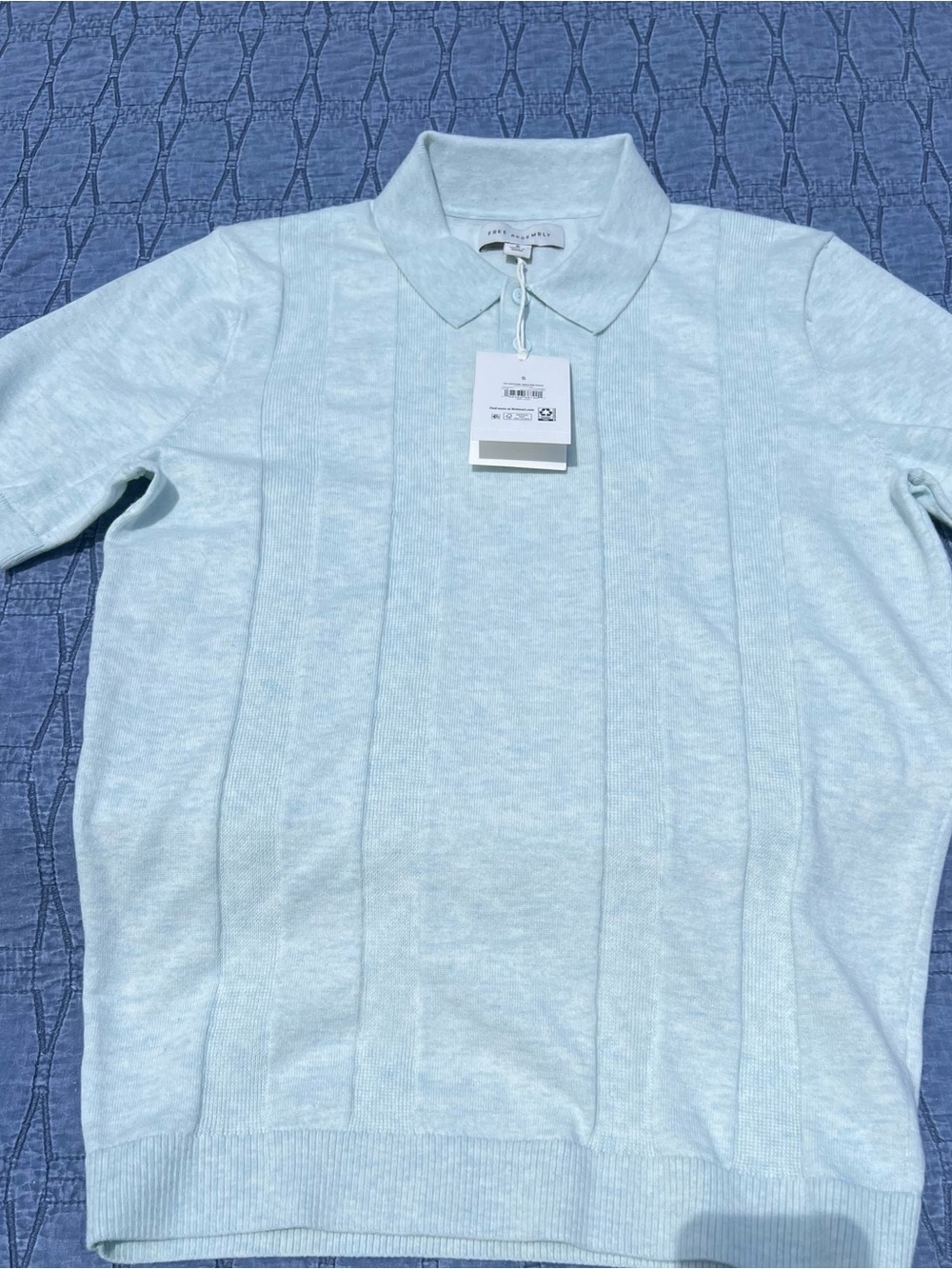 Free Assembly Aqua heather textured sweater polo